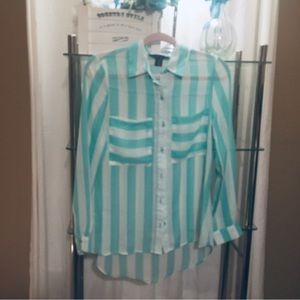 Women’s striped mint green blouse